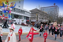 SessionsAuftaktHDK 2023-11-11 10  Duisburger Jecken feiern Sessionsauftakt - Nach einem kleinen Umzug über die Königstraße in Duisburgs City eröffnete der Hauptausschuss Duisburger Karneval am Elften im Elften um 11.11 Uhr vor dem Rathaus auf dem Burgplatz die Karnevals Session 2023/2024. : DVPJ, Matthias I, Leonardo I., Prinz Karneval, Prinz, Prinzessin Milen aI., Hofmarschälle, Pagen, Paginnen, HDK, Duisburg, Karneval, Helau, Tollität, Event, Session 2023, Session 2024, HDK, Duisburg, Hauptausschuss